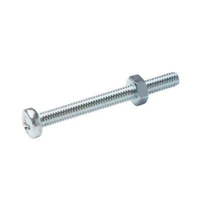 Diall M4 Cruciform Philips Pan Head Zinc-Plated Carbon Steel Machine Screw & Nut (Dia)4Mm (L)40Mm, Pack Of 20