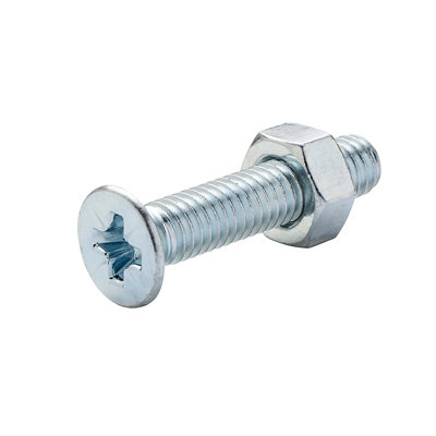 Diall M6 Cruciform Philips Pan Head Zinc-Plated Carbon Steel Machine Screw & Nut (Dia)6Mm (L)30Mm, Pack Of 20