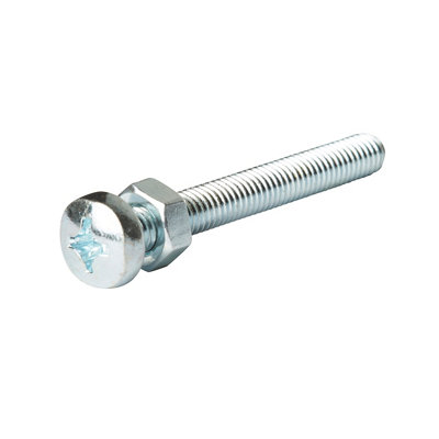 Diall M6 Cruciform Philips Pan Head Zinc-Plated Carbon Steel Machine Screw & Nut (Dia)6Mm (L)50Mm, Pack Of 20