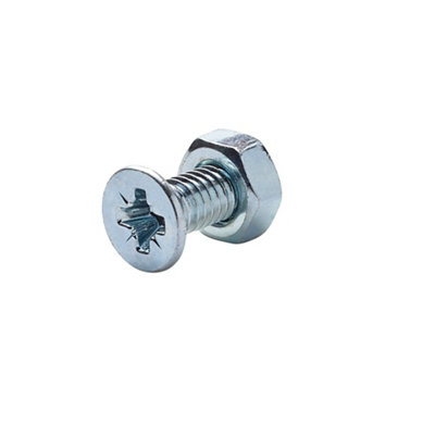 Diall M4 Pozidriv Countersunk Zinc-Plated Carbon Steel Machine Screw & Nut (Dia)4Mm (L)12Mm, Pack Of 20