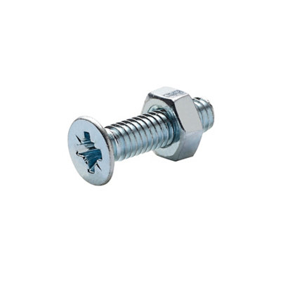 Diall M4 Pozidriv Countersunk Zinc-Plated Carbon Steel Machine Screw & Nut (Dia)4Mm (L)16Mm, Pack Of 20