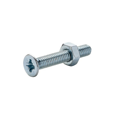 Diall M4 Pozidriv Countersunk Zinc-Plated Carbon Steel Machine Screw & Nut (Dia)4Mm (L)25Mm, Pack Of 20