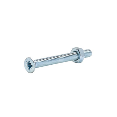 Diall M4 Pozidriv Countersunk Zinc-Plated Carbon Steel Machine Screw & Nut (Dia)4Mm (L)40Mm, Pack Of 20