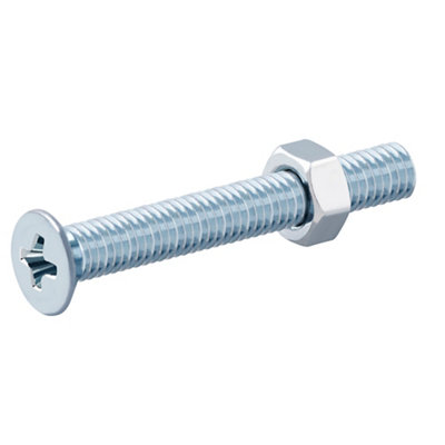 Diall M5 Pozidriv Countersunk Zinc-Plated Carbon Steel Machine Screw & Nut (Dia)5Mm (L)40Mm, Pack Of 20