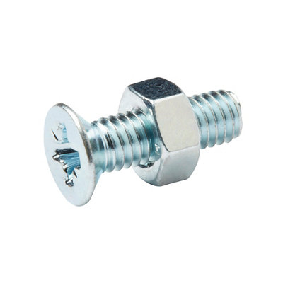 Diall M6 Pozidriv Countersunk Zinc-Plated Carbon Steel Machine Screw & Nut (Dia)6Mm (L)20Mm, Pack Of 20