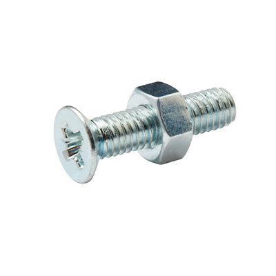Diall M6 Pozidriv Countersunk Zinc-Plated Carbon Steel Machine Screw & Nut (Dia)6Mm (L)25Mm, Pack Of 20