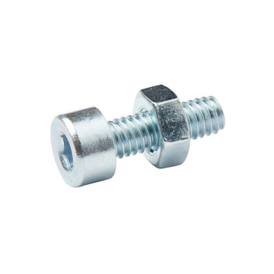 Diall M4 Cylindrical Zinc-Plated Carbon Steel Set Screw & Nut (Dia)4Mm (L)12Mm, Pack Of 20