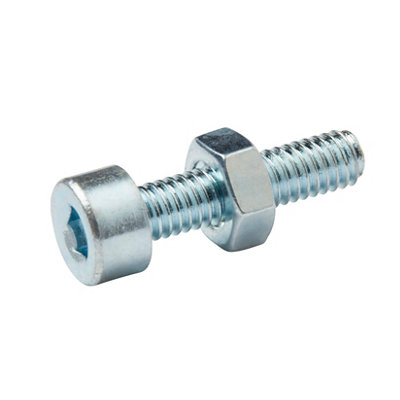 Diall M4 Cylindrical Zinc-Plated Carbon Steel Set Screw & Nut (Dia)4Mm (L)16Mm, Pack Of 20