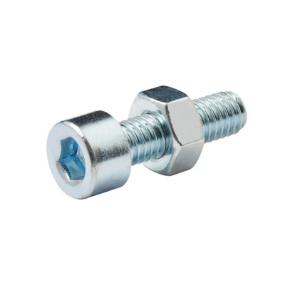 Diall M6 Cylindrical Zinc-Plated Carbon Steel Set Screw & Nut (Dia)6Mm (L)20Mm, Pack Of 20