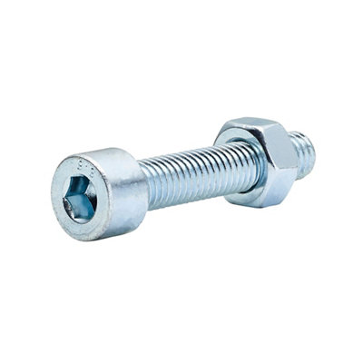 Diall M8 Cylindrical Zinc-Plated Carbon Steel Set Screw & Nut (Dia)8Mm (L)40Mm, Pack Of 20