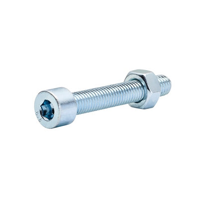 Diall M8 Cylindrical Zinc-Plated Carbon Steel Set Screw & Nut (Dia)8Mm (L)50Mm, Pack Of 20