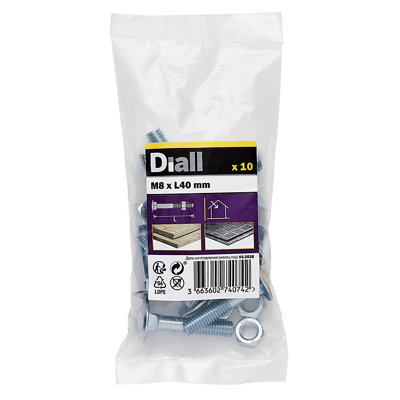 Diall M8 Coach Bolt & Nut (L)40Mm, Pack Of 10