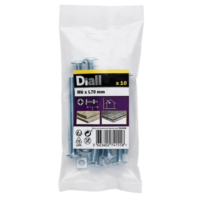Diall M6 Roofing Bolt & Nut (L)70Mm, Pack Of 10