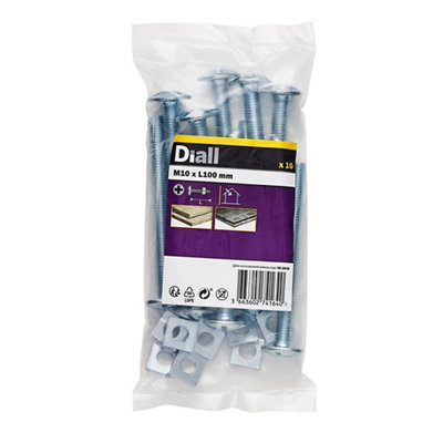 Diall M10 Roofing Bolt & Nut (L)100Mm, Pack Of 10