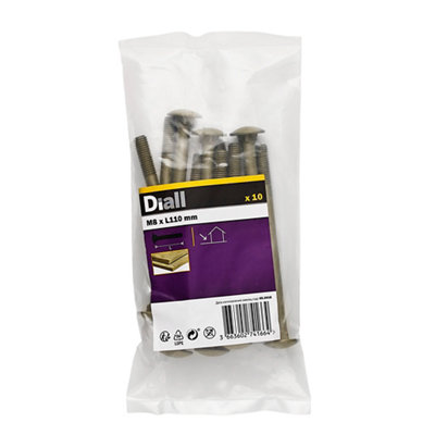 Diall M8 Coach Bolt (L)110Mm, Pack Of 10