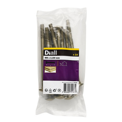 Diall M8 Coach Bolt (L)130Mm, Pack Of 10