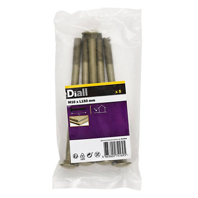 Diall M10 Coach Bolt (L)150Mm, Pack Of 5