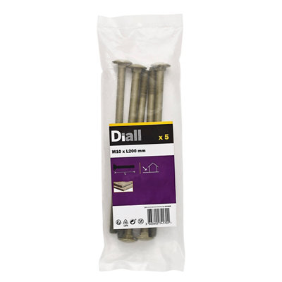 Diall M10 Coach Bolt (L)200Mm, Pack Of 5