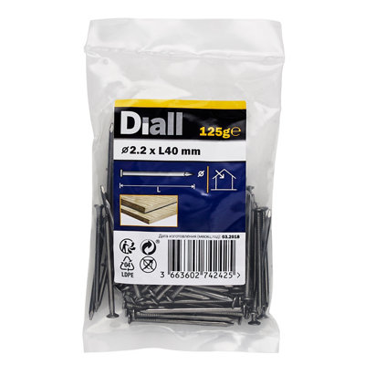 Diall Round Wire Nail (L)40Mm (Dia)2.2Mm 125G
