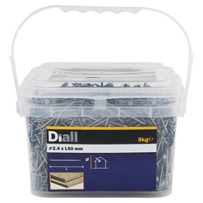 Diall Round Wire Nail (L)50Mm (Dia)2.4Mm 5Kg