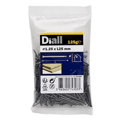 Diall Lost Head Nail (L)25Mm (Dia)1.25Mm 125G