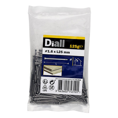 Diall Lost Head Nail (L)25Mm (Dia)1.6Mm 125G