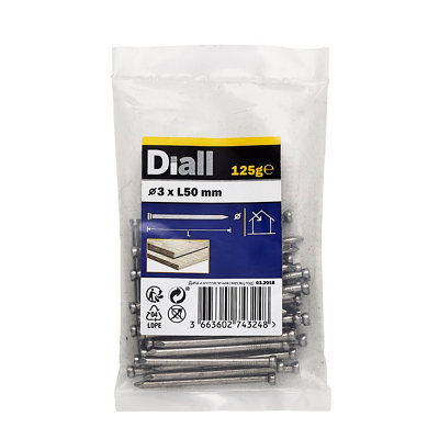 Diall Lost Head Nail (L)50Mm (Dia)3Mm 125G