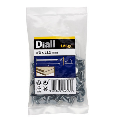 Diall Galvanised Clout Nail (L)12Mm (Dia)3Mm 125G