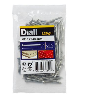 Diall Galvanised Masonry Nail (L)25Mm (Dia)2.5Mm 125G