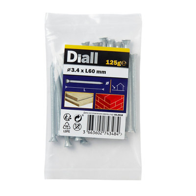 Diall Galvanised Masonry Nail (L)60Mm (Dia)3.4Mm 125G