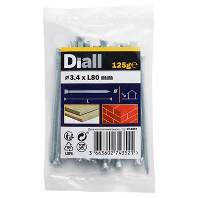 Diall Galvanised Masonry Nail (L)80Mm (Dia)3.4Mm 125G