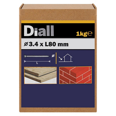 Diall Galvanised Masonry Nail (L)80Mm (Dia)3.4Mm 1Kg