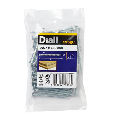 Diall Galvanised Twisted Nail (L)50Mm (Dia)2.7Mm 125G