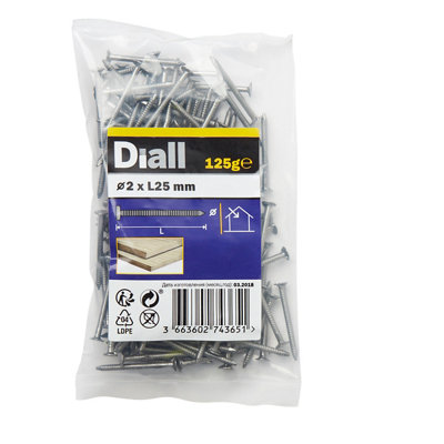 Diall Annular Ring Nail (L)25Mm (Dia)2Mm 125G