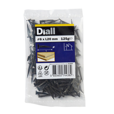 Diall Black Tack (L)20Mm (Dia)6Mm 125G