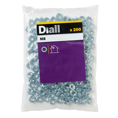Diall M8 Carbon Steel Lock Nut, Pack Of 200