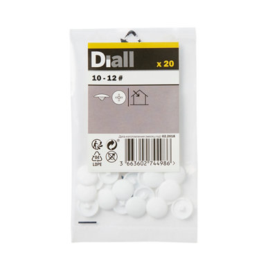 Diall White Plastic Decorative Screw Cap (Dia)12Mm, Pack Of 20