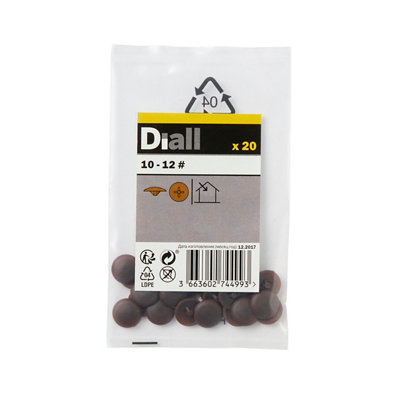 Diall Brown Polypropylene Decorative Screw Cap (Dia)12Mm, Pack Of 20