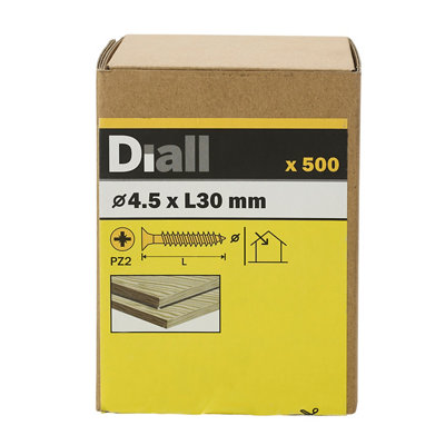 Diall Yellow-Passivated Carbon Steel Screw (Dia)4.5Mm (L)30Mm, Pack Of 500