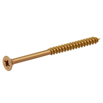 Diall Double-Countersunk Yellow-Passivated Carbon Steel Screw (Dia)4.5Mm, Pack Of 100