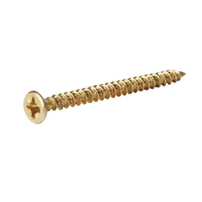 Turbodrive Pozidriv Double Self-Countersunk Yellow-Passivated Steel Wood Screw (Dia)4.5Mm, Pack Of 20
