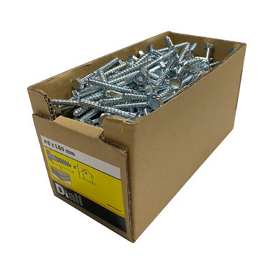 Diall Hex Zinc-Plated Carbon Steel Coach Screw (L)60Mm, Pack Of 200
