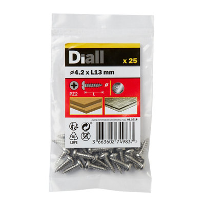 Diall Pozidriv Pan Head A2 Stainless Steel Screw (Dia)4.2Mm, Pack Of 25