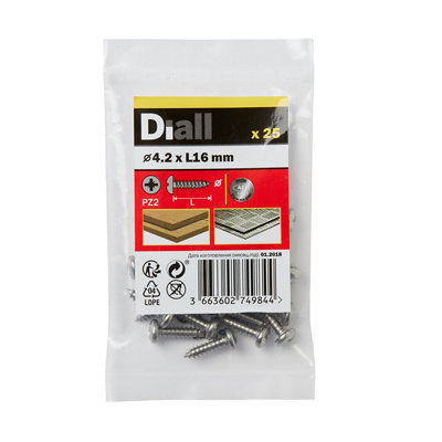 Diall Pozidriv Pan Head A2 Stainless Steel Screw (Dia)4.2Mm, Pack Of 25