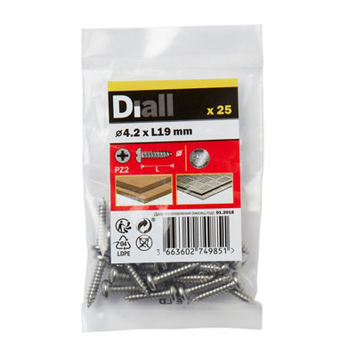 Diall Pozidriv Pan Head A2 Stainless Steel Screw (Dia)4.2Mm, Pack Of 25