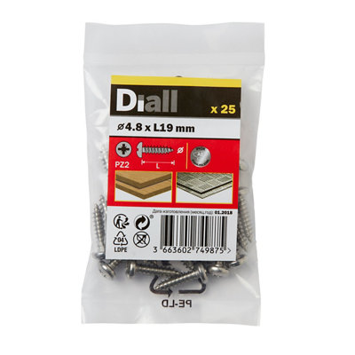 Diall Pozidriv Pan Head A2 Stainless Steel Screw (Dia)4.8Mm, Pack Of 25