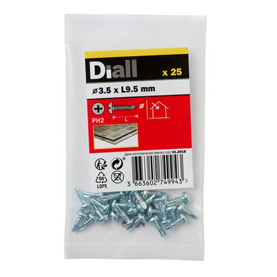 Diall Phillips Pan Head Zinc-Plated Carbon Steel (C1022) Self-Drilling Screw (Dia)3.5Mm (L)9.5Mm, Pack Of 25