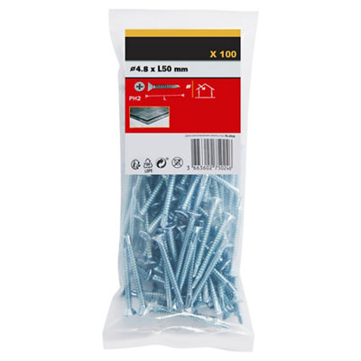 Diall Countersunk Zinc-Plated Carbon Steel Screw (Dia)4.8Mm, Pack Of 100
