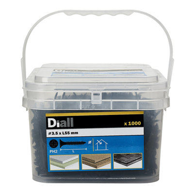 Diall Fine Metal & Wood Plasterboard Screw (Dia)3.5Mm (L)55Mm, Pack Of 1000