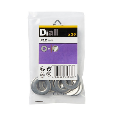 Diall M12 Stainless Steel Medium Flat Washer, (Dia)12Mm, Pack Of 10
